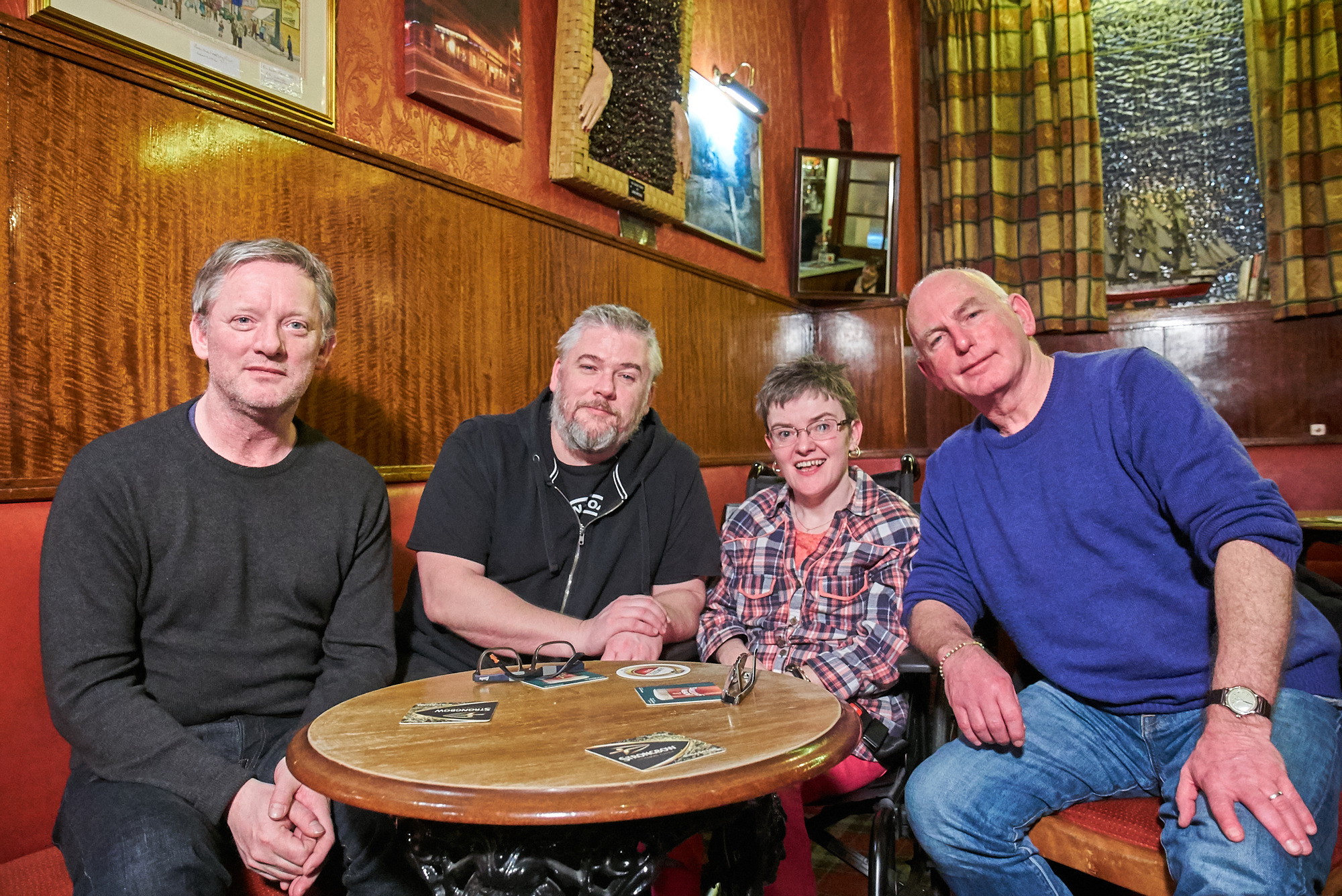 Orphans Reunited (from left) Douglas Henshall (Michael), Stephen McCole (John) Rosemarie Stevenson (Sheila) and Gary Lewis (Thomas) (Photo: Hopscotch Films) 