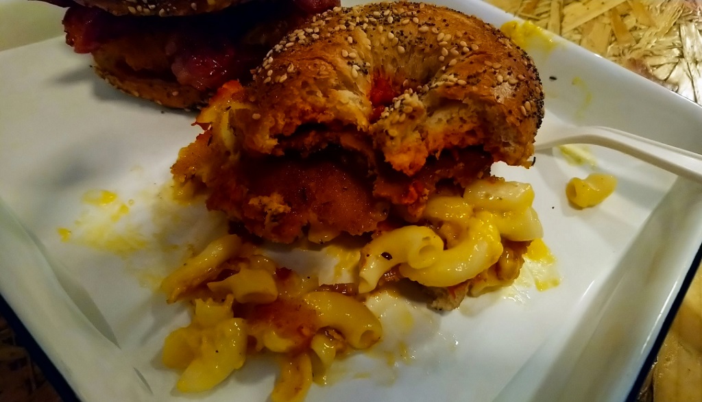 The tasty vegan mac and cheese fritter bagel