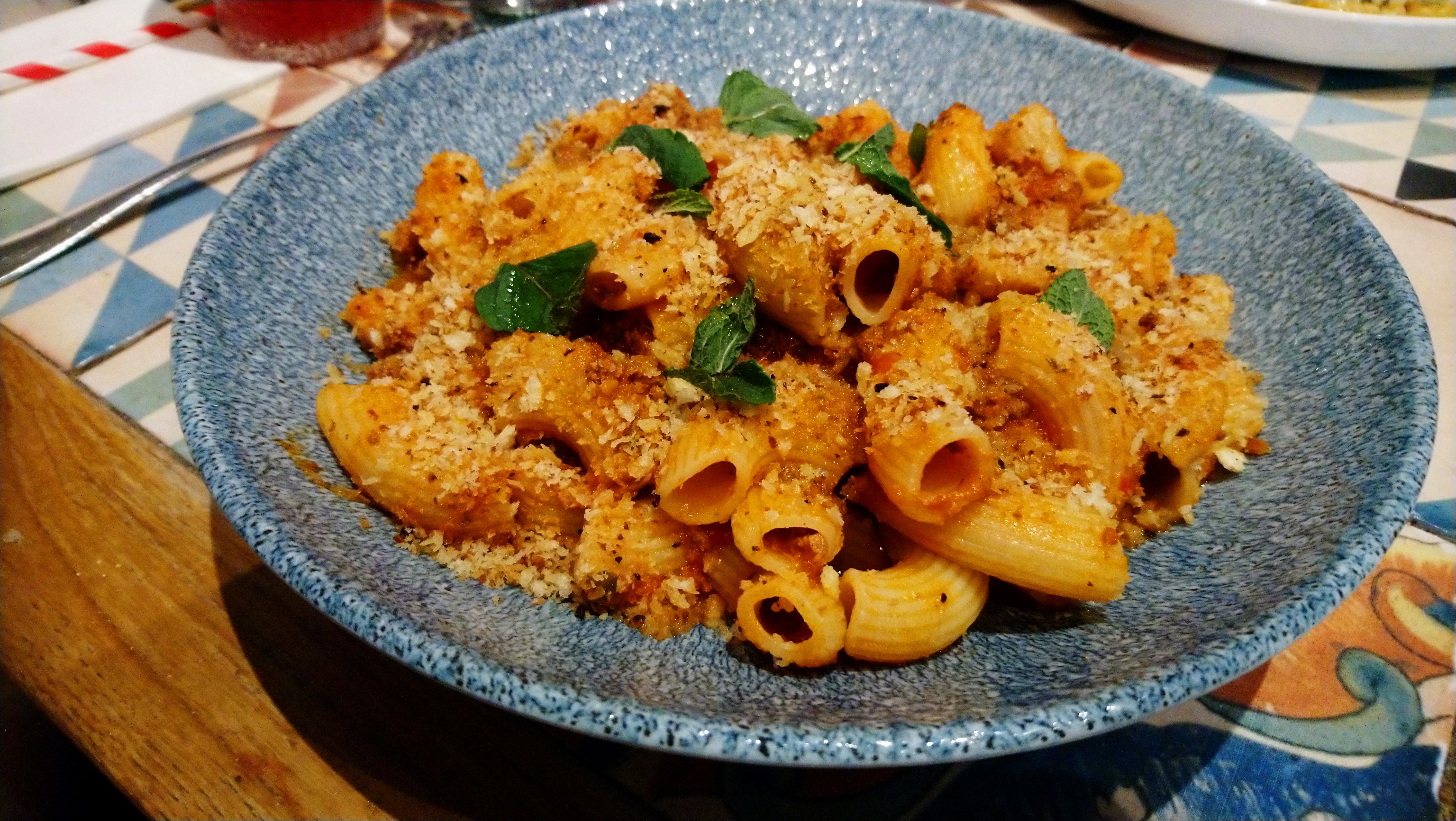 Rigatoni and spicy lamb sausage ragu