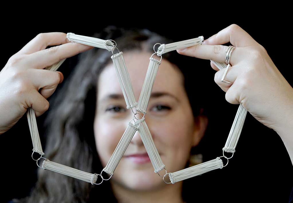 Silversmith Ruth Leslie with some of her work. 
(Photo: Colin Hattersley)