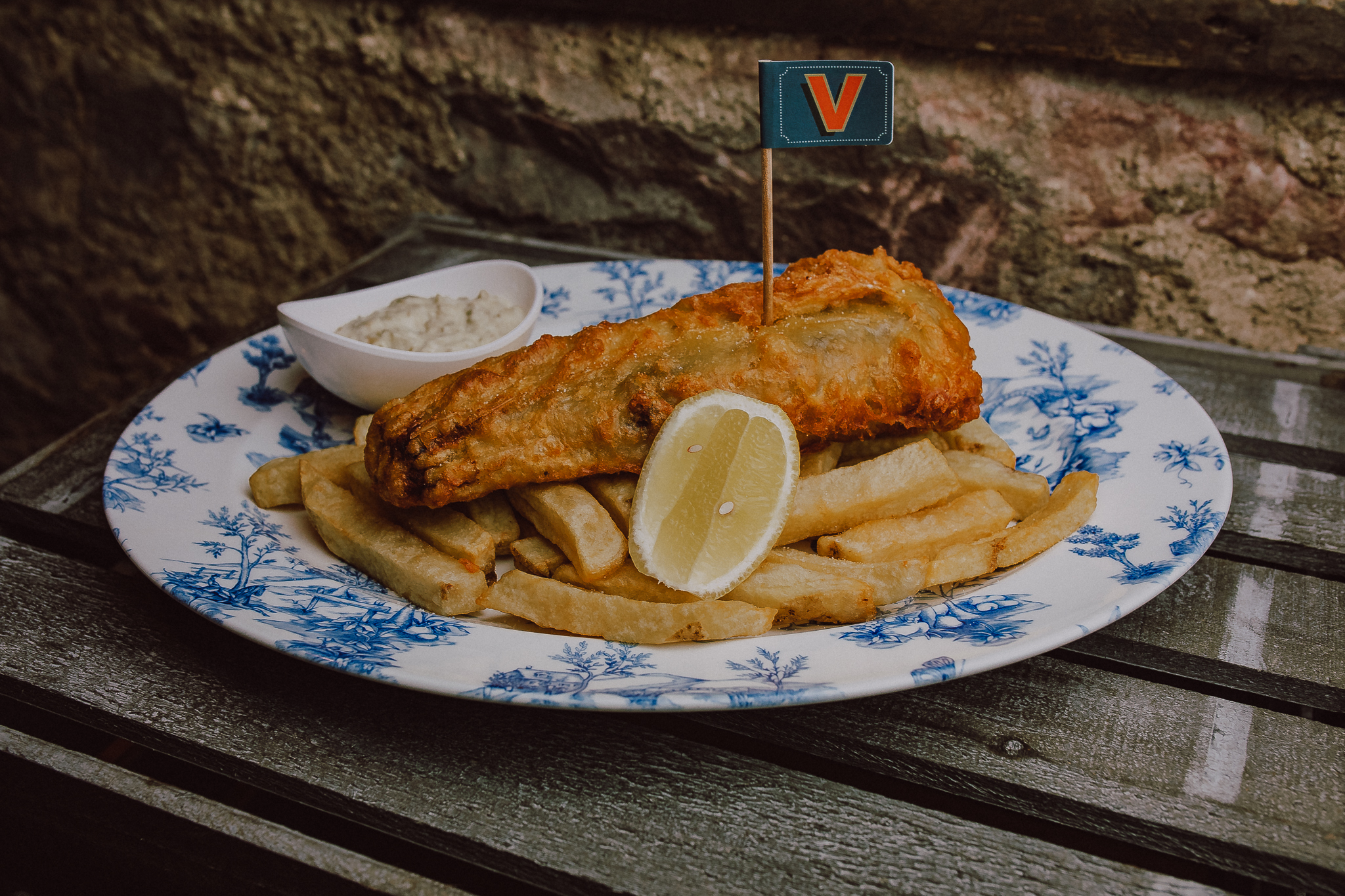 Vegan fish and chips at Bertie's