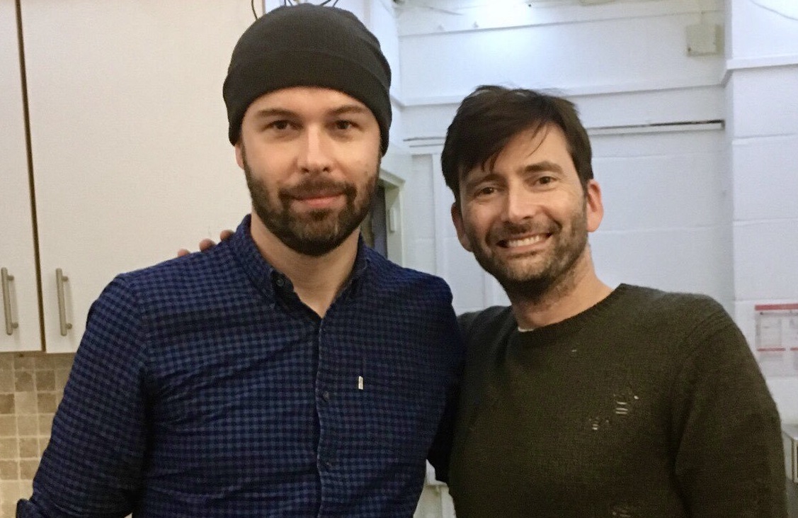 Roy Gill with David Tennant at the recording of The Creeping Death