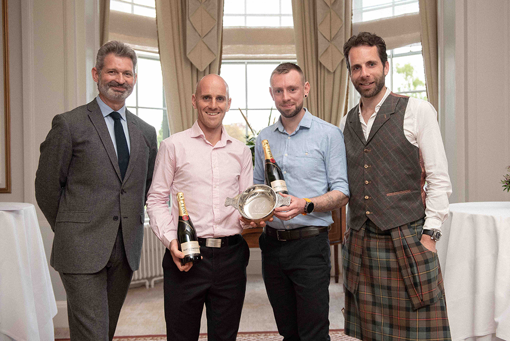 Colin Farndon (Gleneagles’ Director of Leisure), Donnie Campbell, Matt Green (both team Salomon), and Mark Beaumont