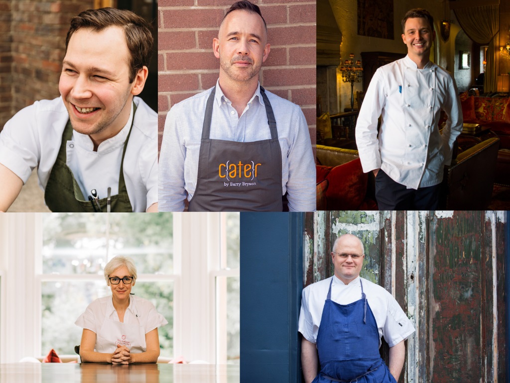The fab five chefs (from left) Scott Smith, Barry Bryson, Derek Johnstone, Carina Contini and Jérôme Henry