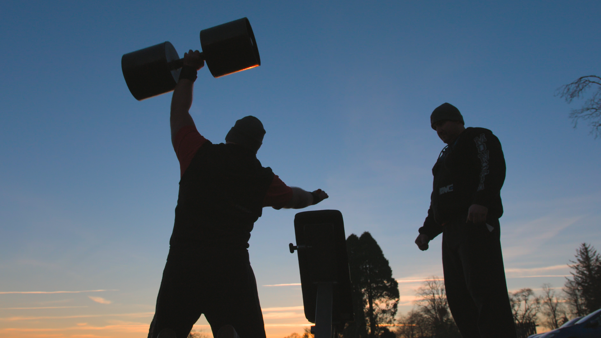 Stevie Richardson training for competition with Kenny Simm (right) (Photo: BBC Scotland/TurnerGang Productions) 