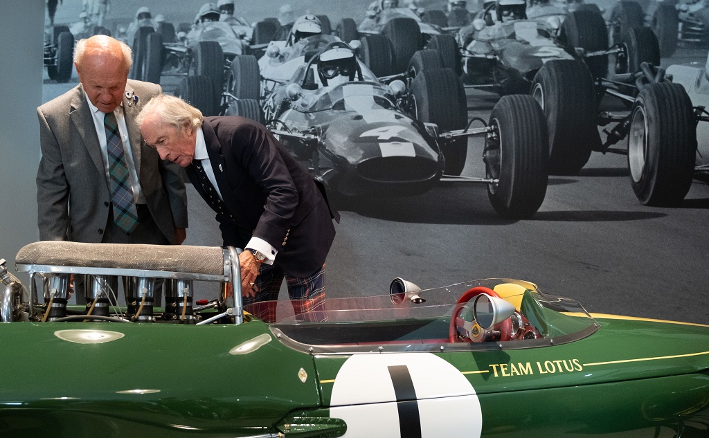 Jim Clark's cousin, Doug Niven gave Sir
Jackie Stewart a tour of the museum