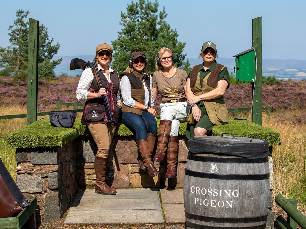 Fiona McPherson, Dawn Hewes, Penny Buchanan and Lynette Ross at Glad Rags shooting day in Gleneagles