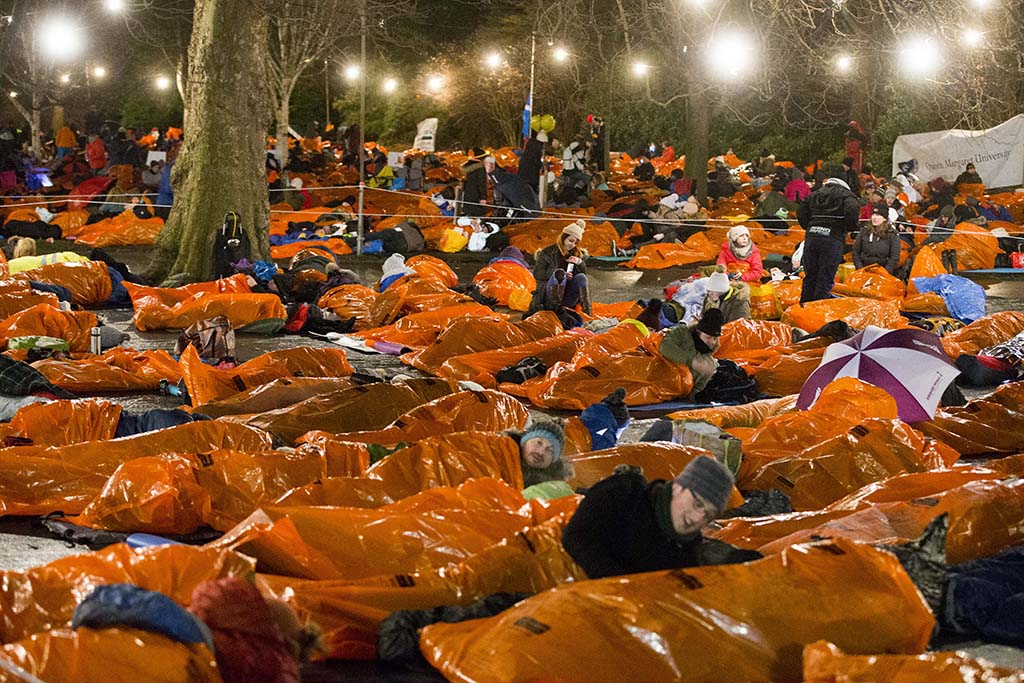 A full park of people sleeping rough, for Sleep in the Park in Edinburgh