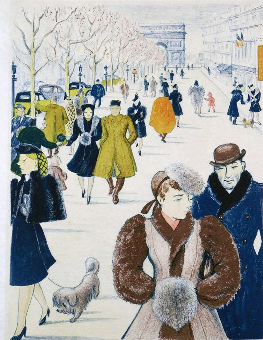 Viola Paterson (1899-1981), Aux Champs-Élysées, original lithograph, c.1940