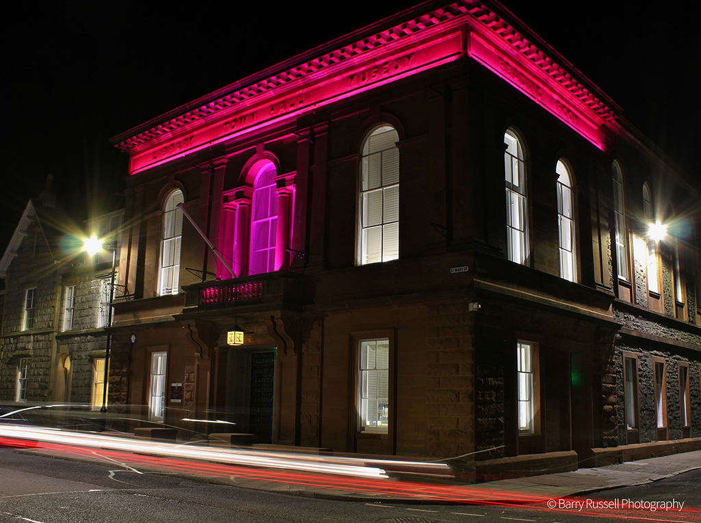 Kirkcudbright Town Hall at night (Photo: Barry Russell)