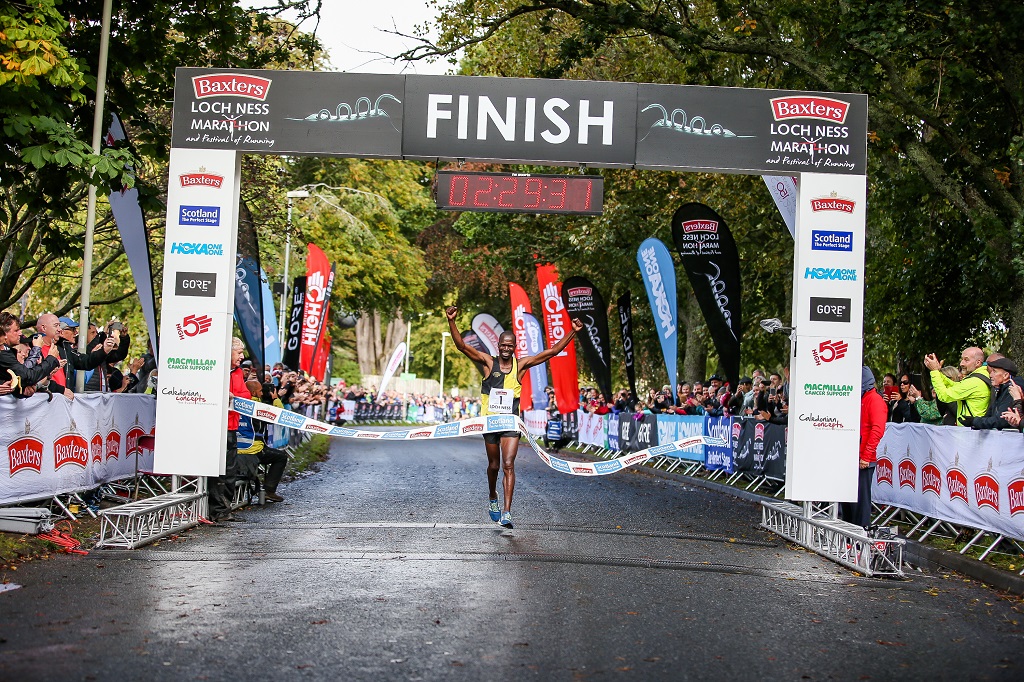 Winner of the Loch Ness  Marathon in a time of 02:29:31, Isaiah Kosgei