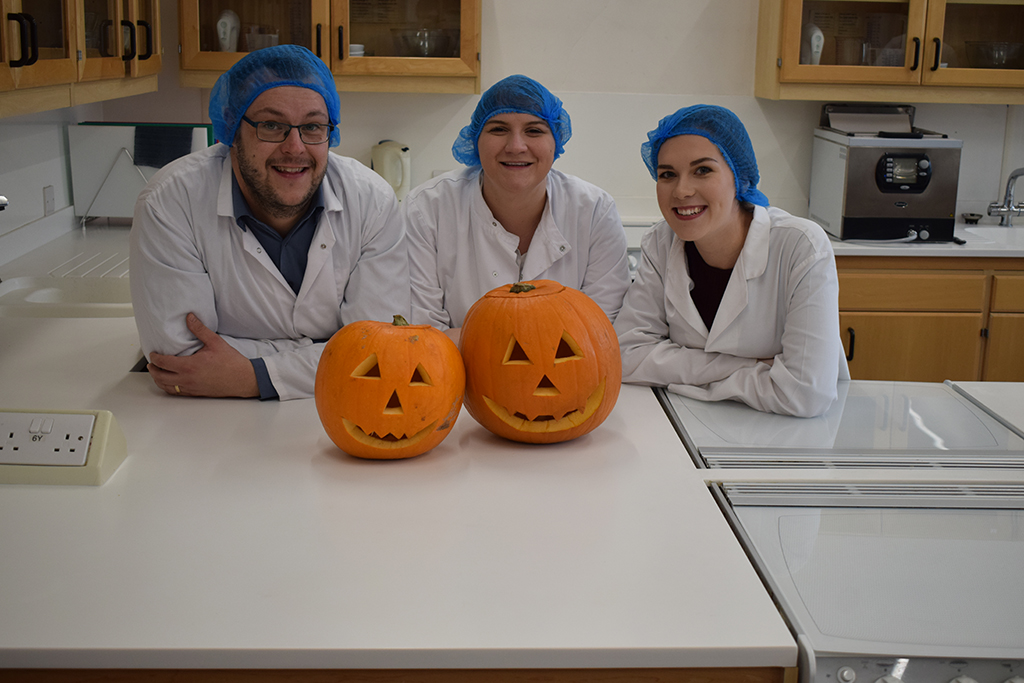 Dr Jon Wilkin alongside students Megan Burns and Aileen McColm