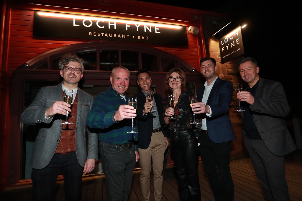 At Loch Fyne, Edinburgh, are Andrew Krukowski, Gordon Munro (Cllr Edin City Council), Daniel Hu, Liz McAreavey (Chief Exec of Edin Chamber of Commerce), Cammy Day (Deputy Leader Edinburgh City Council) and Michael Horan MD (Photo: Stewart Attwood)