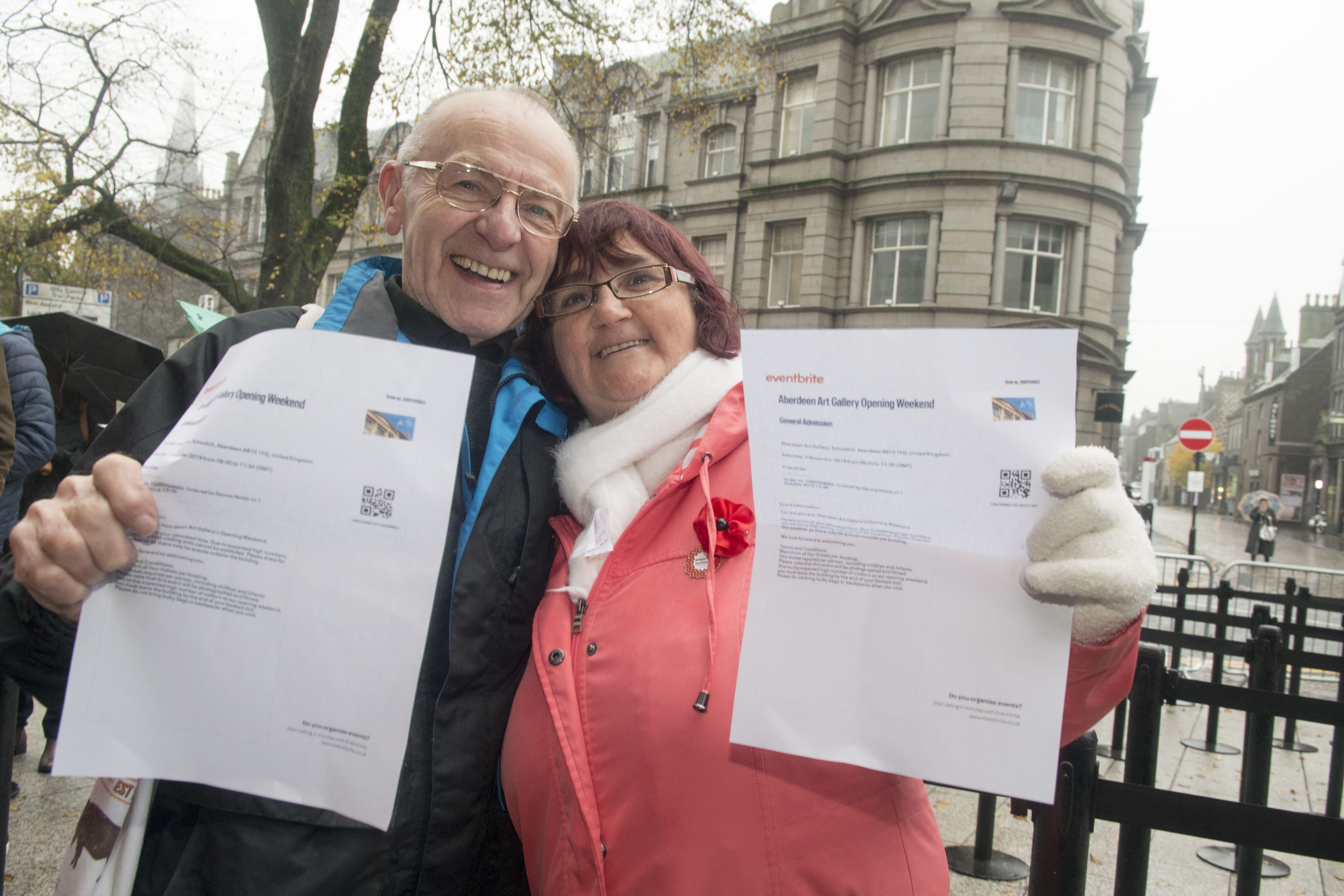 Dennis and Carol McDonald were among the first to arrive for Saturday’s opening