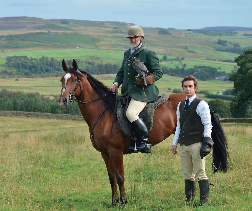 Dr Nick Fox, master of the NCF, with falconer Alejandro Sola (Photo: Angus Blackburn)