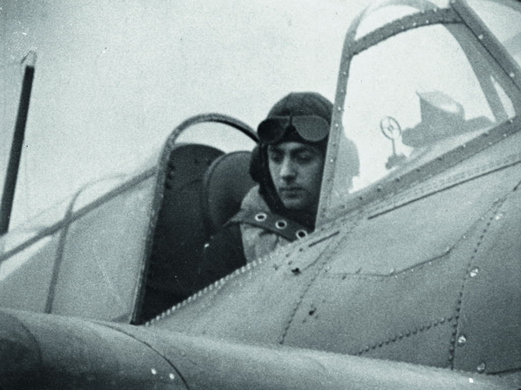 A young Eric Brown in the cockpit