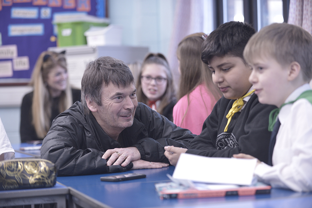 Shlok Godiyal and Louis Duncan Payne discuss the Super Power Agency at Leith Acadamye with author Ian Rankin (Photo: Angus Blackburn)
