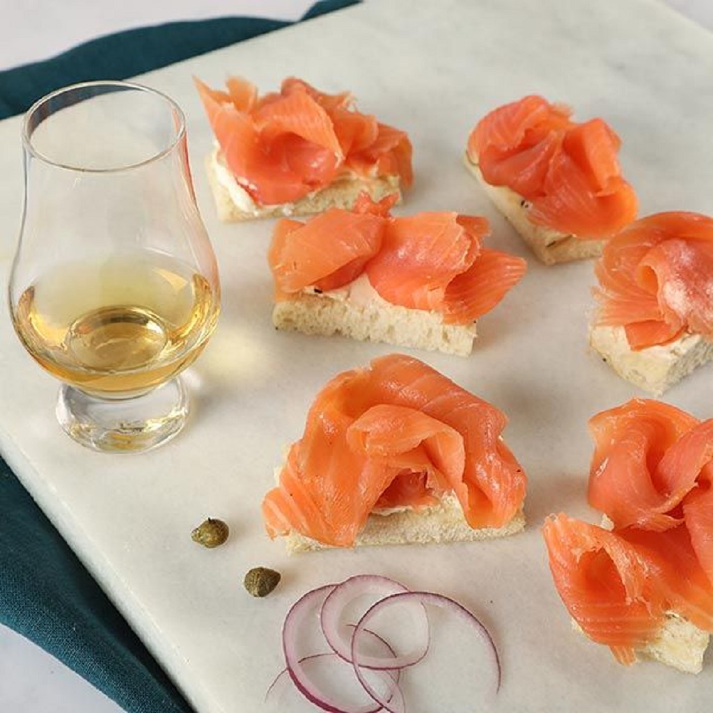 Scottish smoked salmon with malt whisky