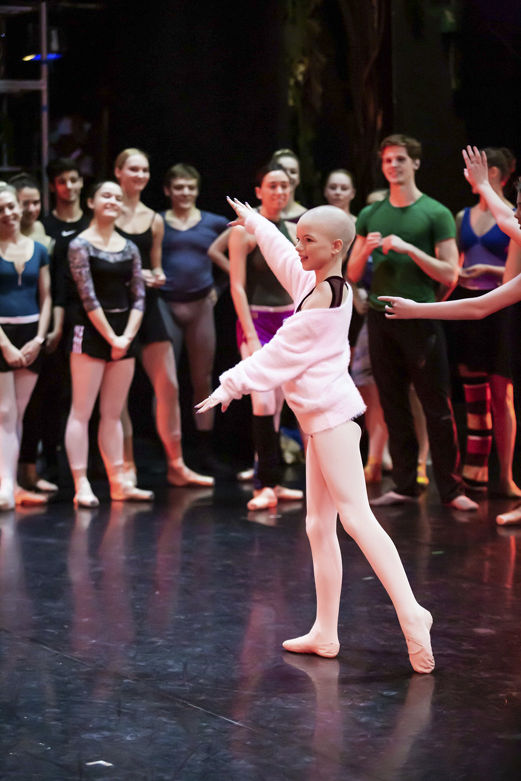 Lily Douglas takes a class with Scottish Ballet on stage at Theatre Royal, Glasgow (Photo: Sally Jubb)