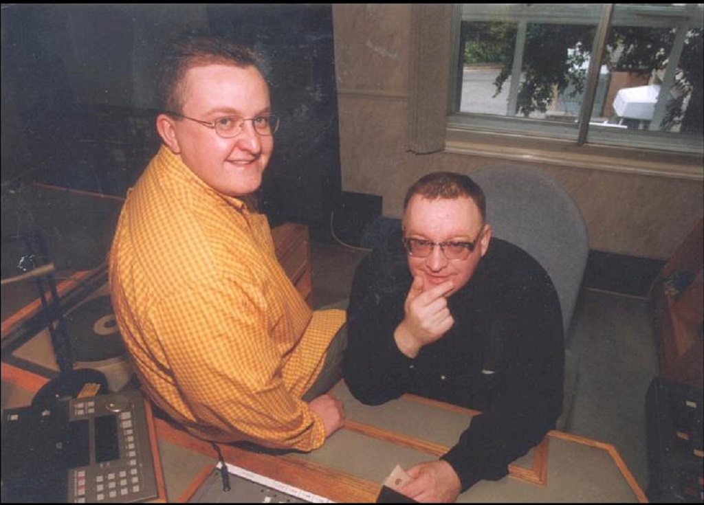 A young Stuart Cosgrove (right) and Tam Cowan during the early days of Off the Ball (Photo: BBC Scotland)