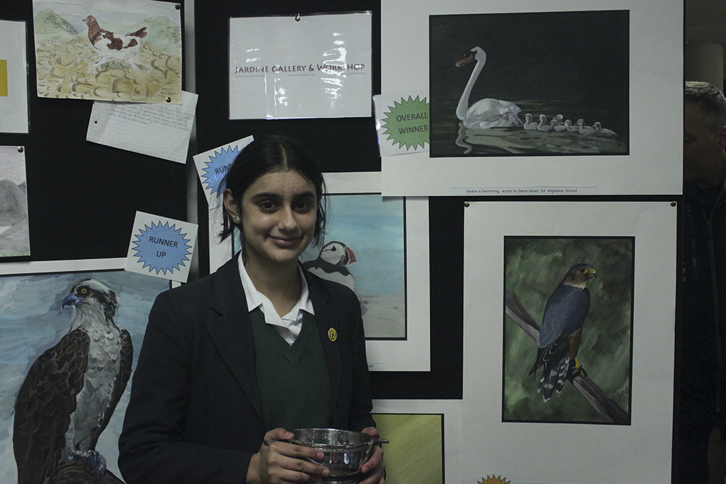 Sana Javed of Kilgraston School with her family of swans in acrylic