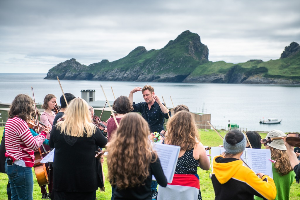 The Nevis Ensemble performing near St Kilda