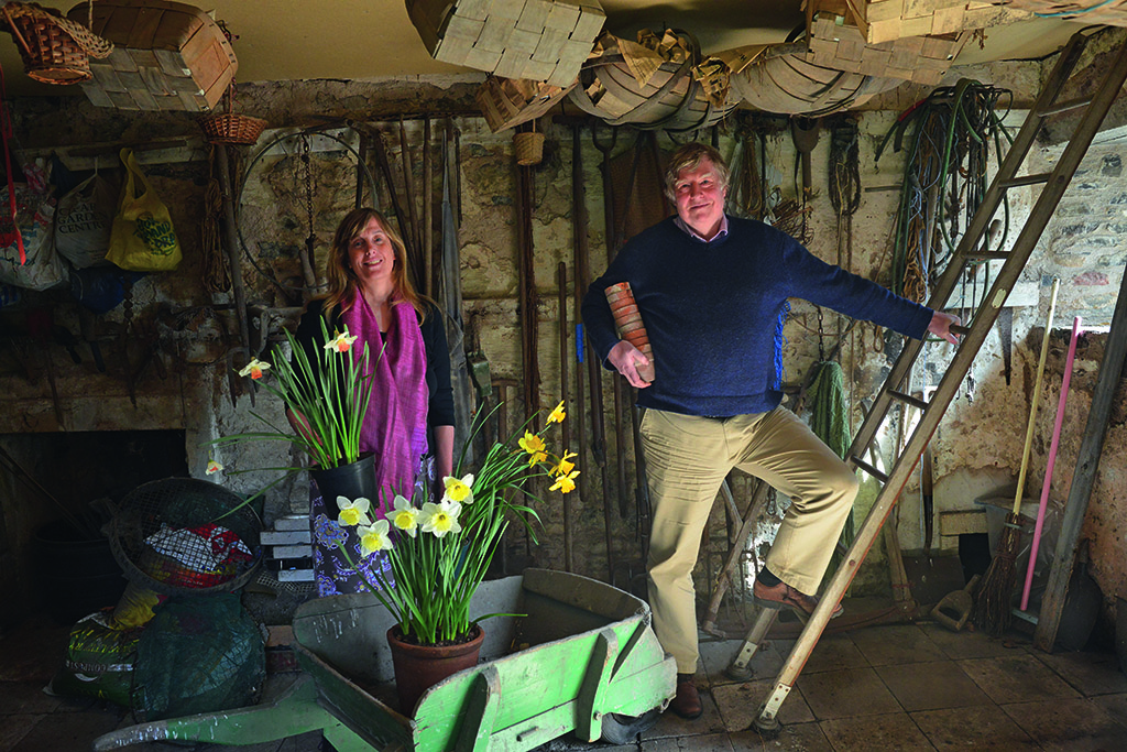 Caroline and
Andrew Thomson in the traditional
potting shed (Photo: Angus Blackburn)