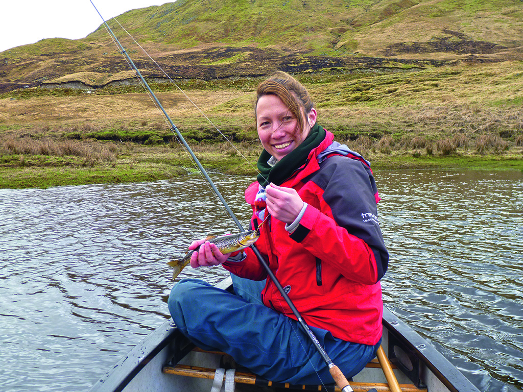 Ailsa Lindsay fishing for brown trout on Loch Lyon (Photo: Gair Brisbane)