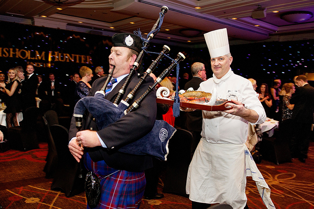 The haggis being piped in