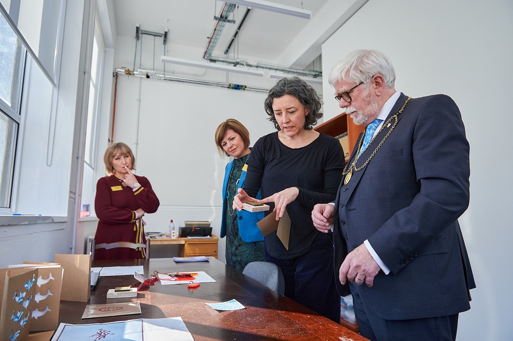  Moira Gavin (Wasps), Audrey Carlin, CEO, Wasps, artist Helen O'Brien and Provost Dennis Malloy (Photo: Fraser Band)