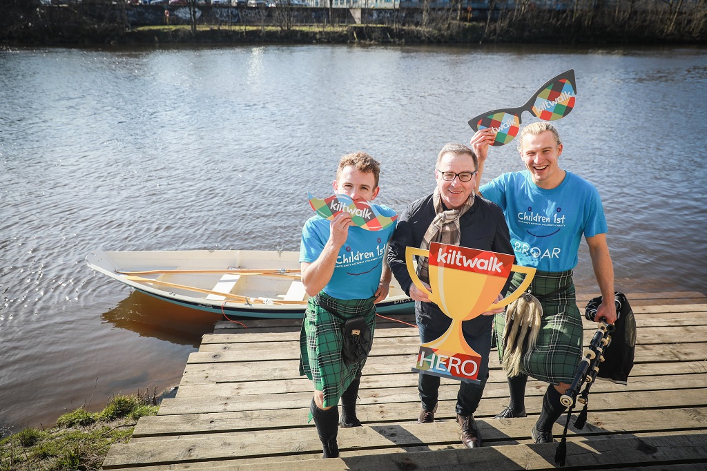 Ewan MacLean, Kiltwalk CEO Paul Coone, and Jamie MacLean