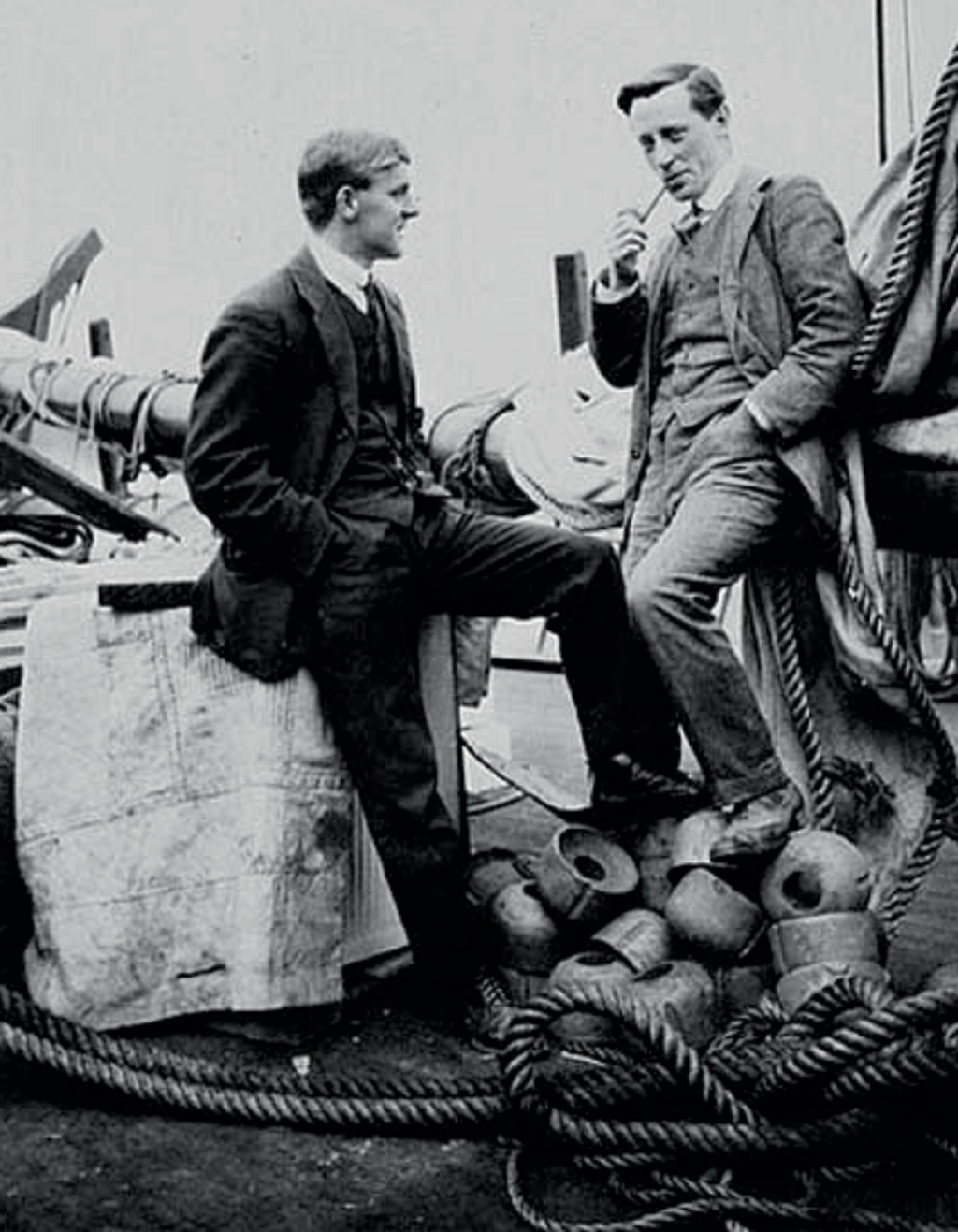 William Laird McKinlay on the right smoking his pipe