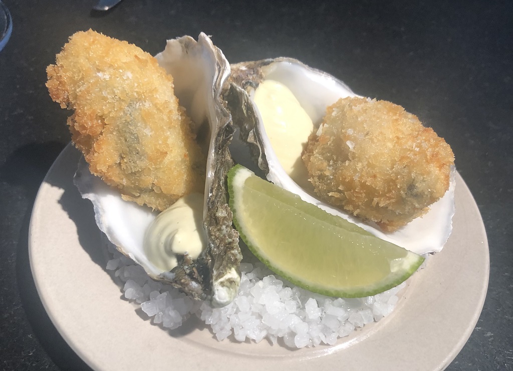 Deep fried oysters with jalapeno mayonnaise