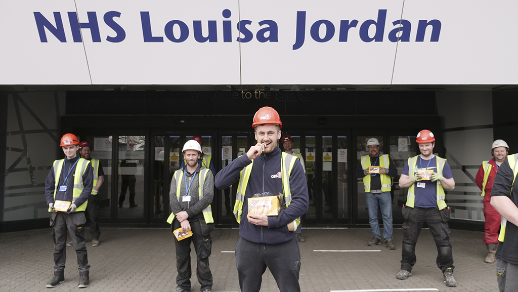 Workers at the NHS Louisa Jordan hospital.