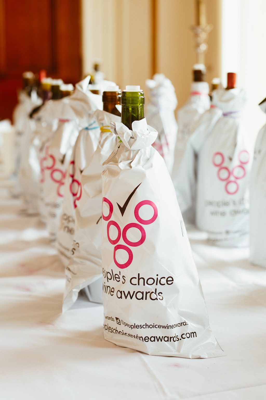 Wine bottles at the awards