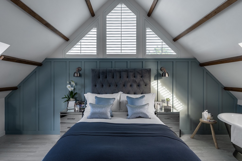 The interior of The Blue House in Biggar, with a stunning bedroom (Photo: IWC Media / Andrew Jackson)
