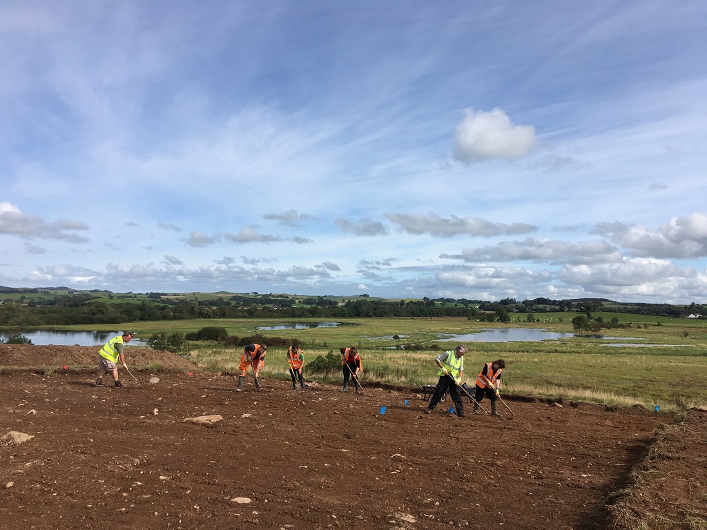 Can You Dig It volunteers enjoying their work at Threave in 2019 / The views of the Threave Estate from Little Wood Hill.