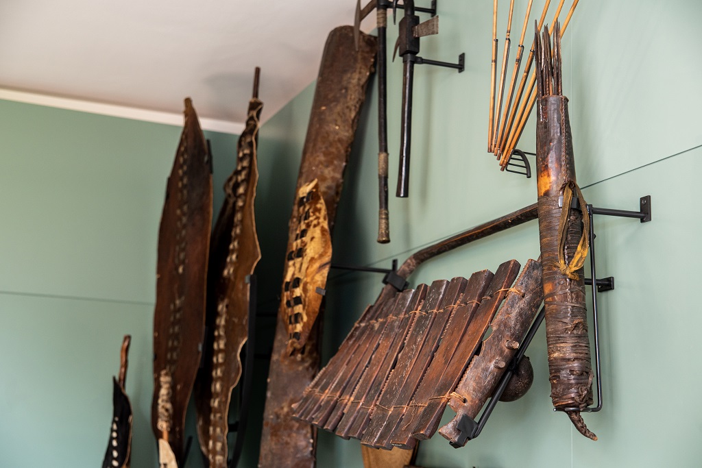 African objects used for ceremonies and defence, part of the David Livingstone Birthplace collection (Photo: Kat Gollock)