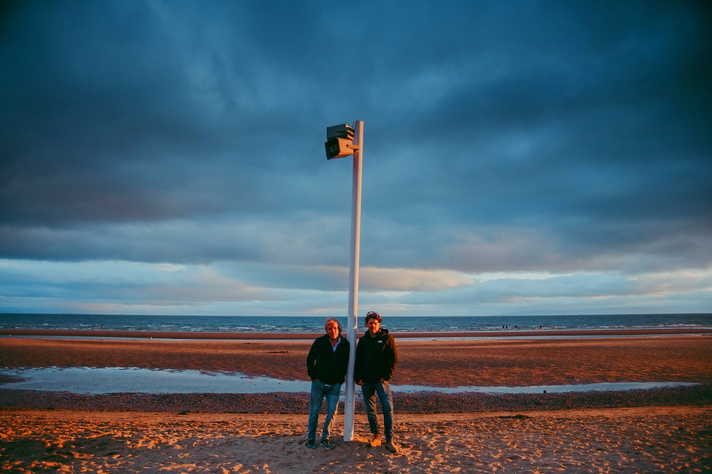 Signal-on-Sea is a large-scale, environmental sound installation on Irvine Beach by Dutch duo, Strijbos and Van Rijswijk