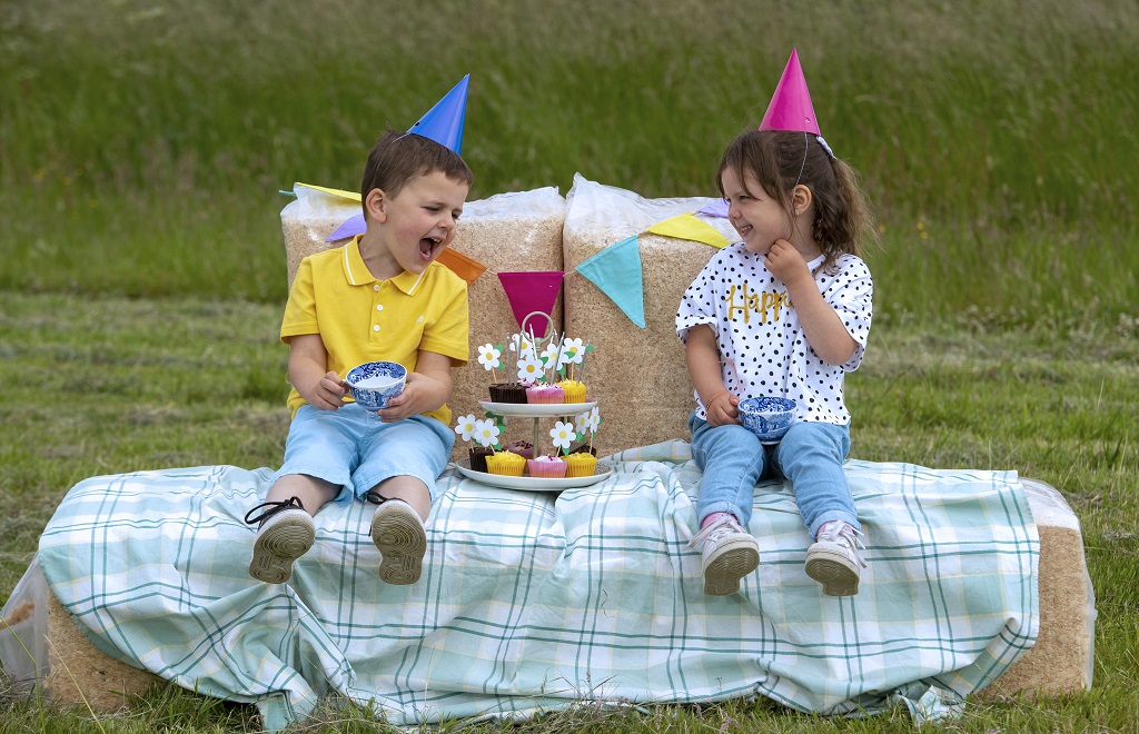 Youngsters Ruben (4) and Matilda (5) enjoying a celebratory afternoon tea for the 20th anniversary of The National Museum of Rural Life (Photo: Neil Hanna Photography)