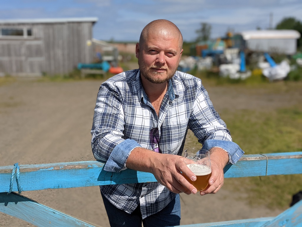 Strangers Brewing Co founder and head brewer Brett Welch at Narrowboat Farm