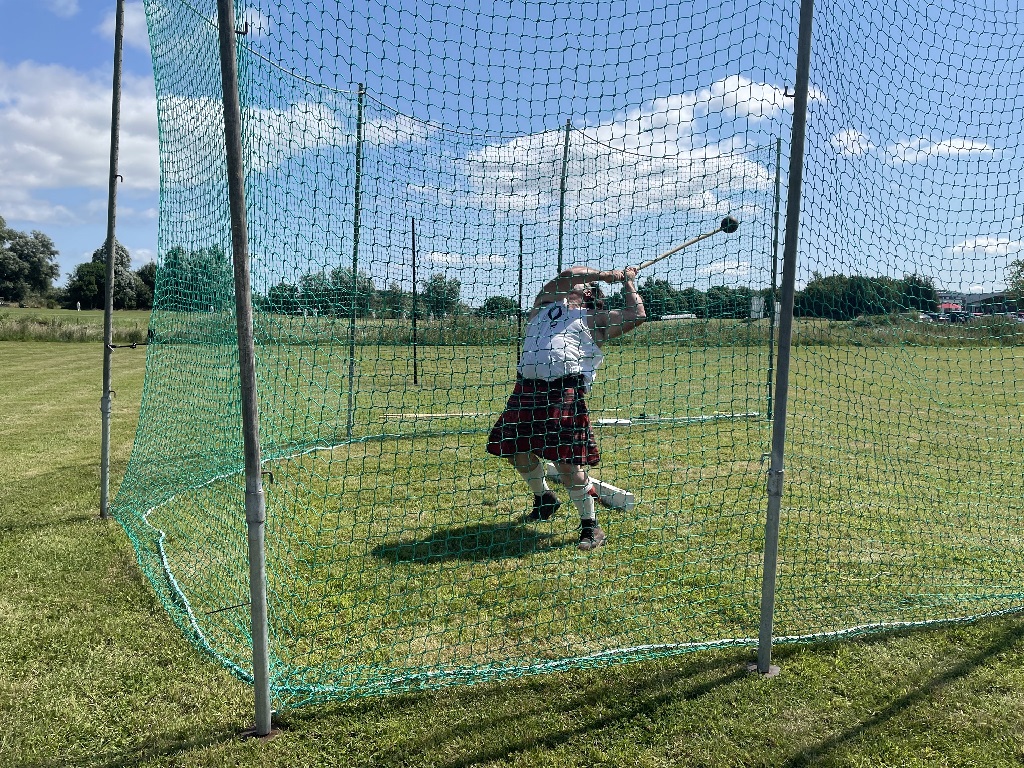 Stirling Highland Games competitor Pete Hart at the hammer throwing