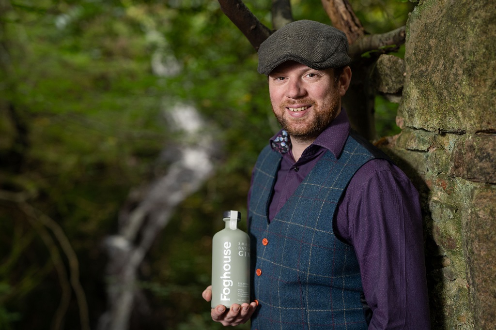 Mike Stuart with a bottle of Foghouse gin