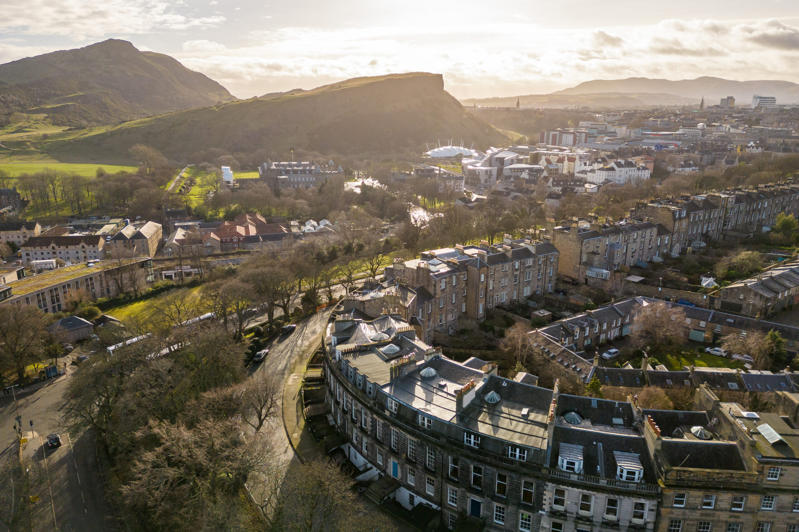 The row of classical terraced houses on Carlton Terrace were designed around a hairpin curve in the early 1800s