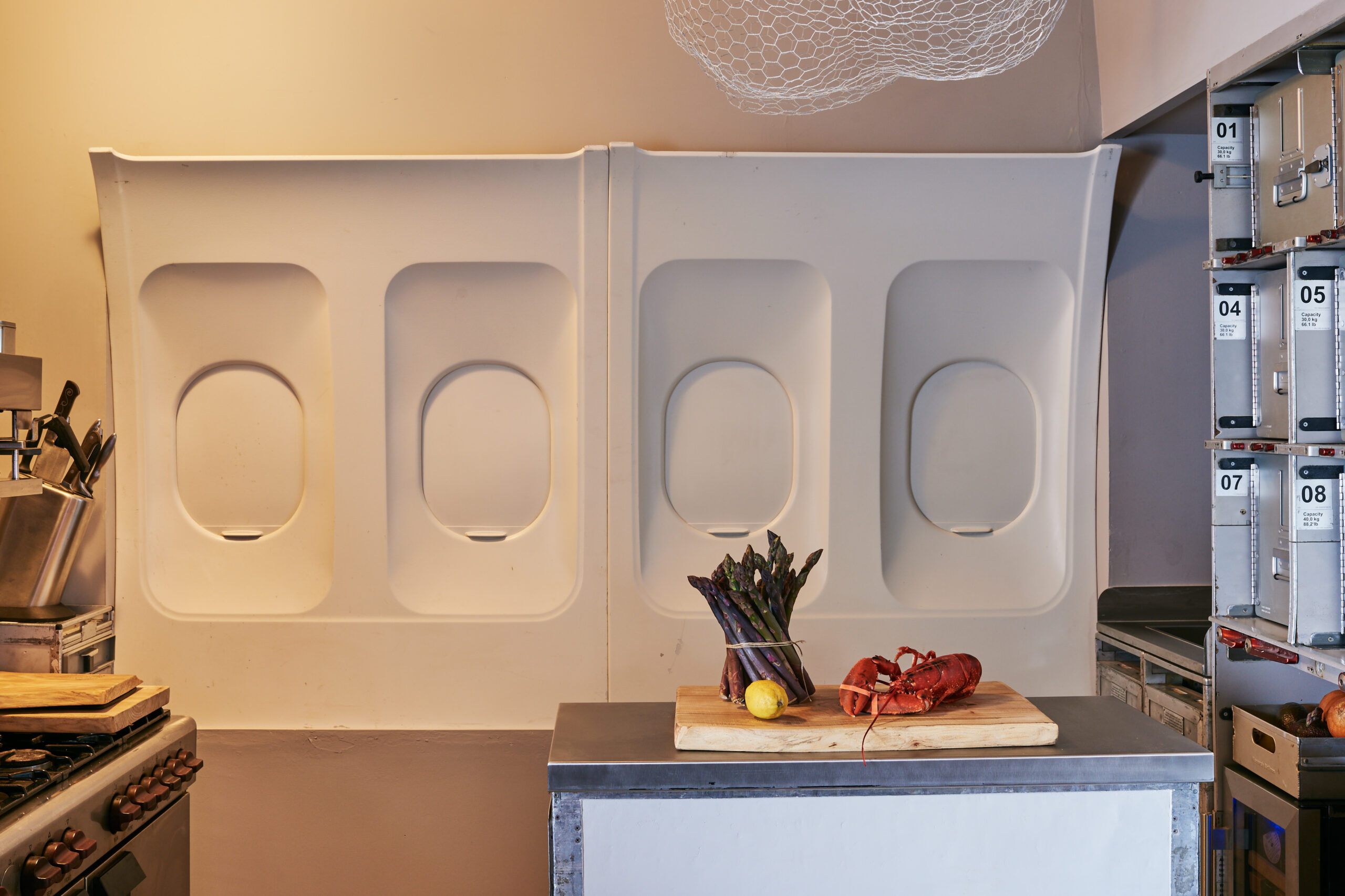 The Boeing 737 galley was transformed into a working kitchen