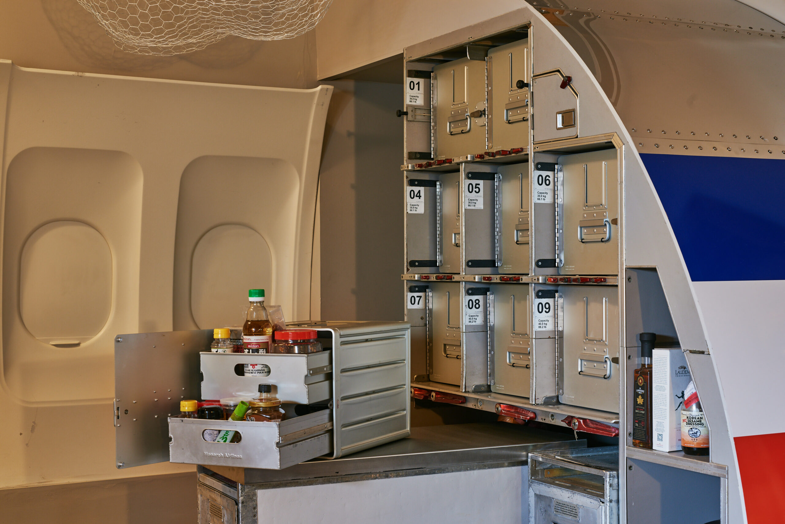 The Boeing 737 galley was transformed into a working kitchen