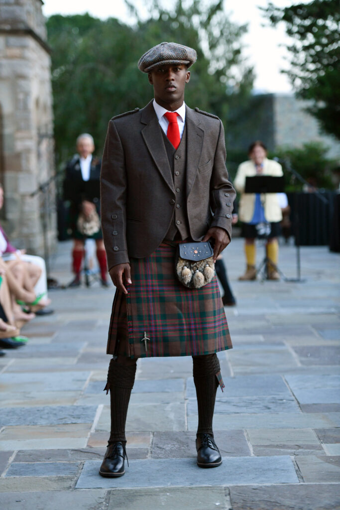 MILL NECK, NEW YORK - JULY 23: A model walks the runway at the Dressed To Kilt Fashion Show and Charity Dinner At Millneck Manor on July 23, 2022 in Mill Neck, New York. (Photo by Craig Barritt/Getty Images for Friend of Scotland)