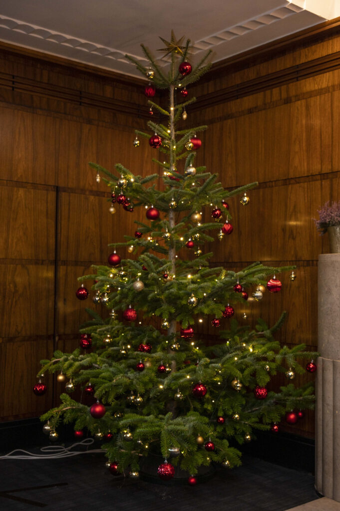 Tuesday December 13 2022: Scottish Government Christmas tree at St Andrews House, Edinburgh with - Màiri McAllan, Minister for Environment, Scottish Government
Stuart Goodall (Chief Executive of Confor) 
David Grieve (Head of Operations - Biggar Office, Highfield Forestry)