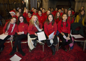 Image shows Thursday 7th December 2017, the Never Such Innocence 2017/18 Road show held in the Great Hall at Edinburgh Castle, a centenary project that commemorates the men and woman of the Great War, founded by Lady Lucy French who is also Chief Executive of the project. She along with other speakers including Air Officer Scotland, Air Vice-Marshal Ross Paterson and Patricia Keppie of the Commonwealth War Graves Commission, introduced the event and spoke of what it was all about. Among the guests that were invited were children form local schools and cadets, who were invited up throughout the event to read poetry and sing songs with Marty Longstaff who works with NSI on song projects. The group is closely linked with RAF Lossiemouth, and are now partnered with the Royal Air Force (RAF), to be involved with RAF 100, which is going to be huge project for the RAF in 2018 as it celebrates 100 years since the RAF was formed, along with delivery of commemorations in line with World War 100 events. The events aim to highlight what the RAF has achieved in those 1oo years and remember those that have served and are still serving. Originator:Section:  Ext: *For more information contact Photographic Section, RAF Lossiemouth, IV31 6SD. Tel: 01343 817191