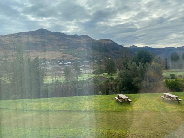 View from Megan Amato's window at Drimsynie Holiday Village